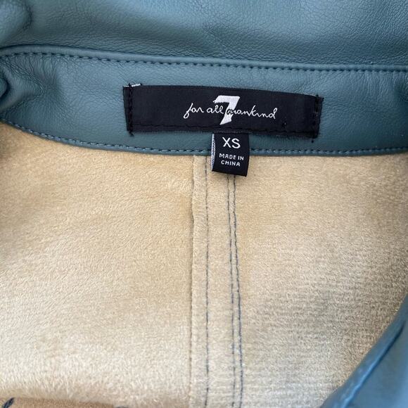 7 For All Mankind Faux Leather Button Down Shirt Collar Dress Blue Tuckernuck XS - Picture 8 of 8